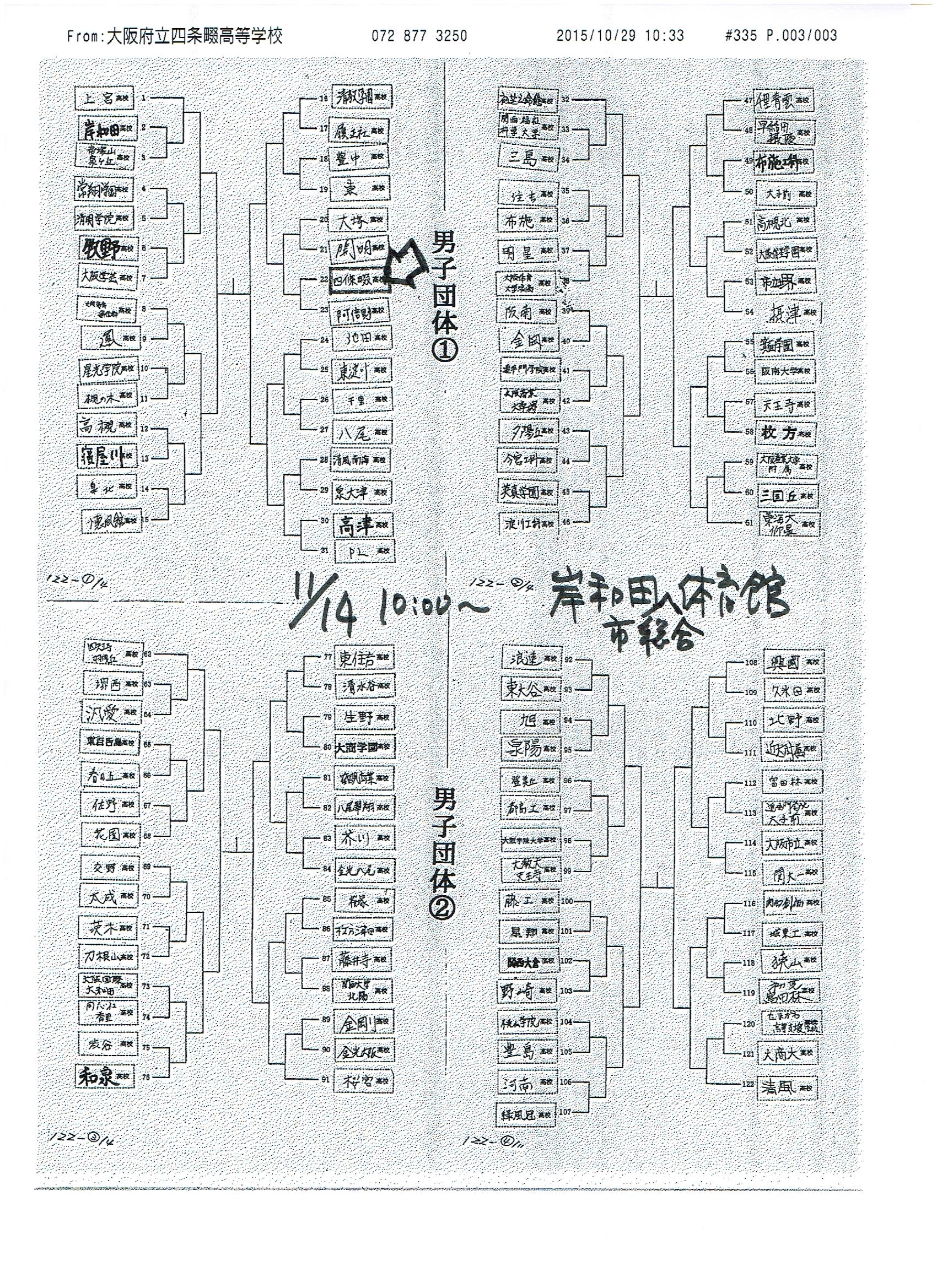 畷高剣11月14日試合予定